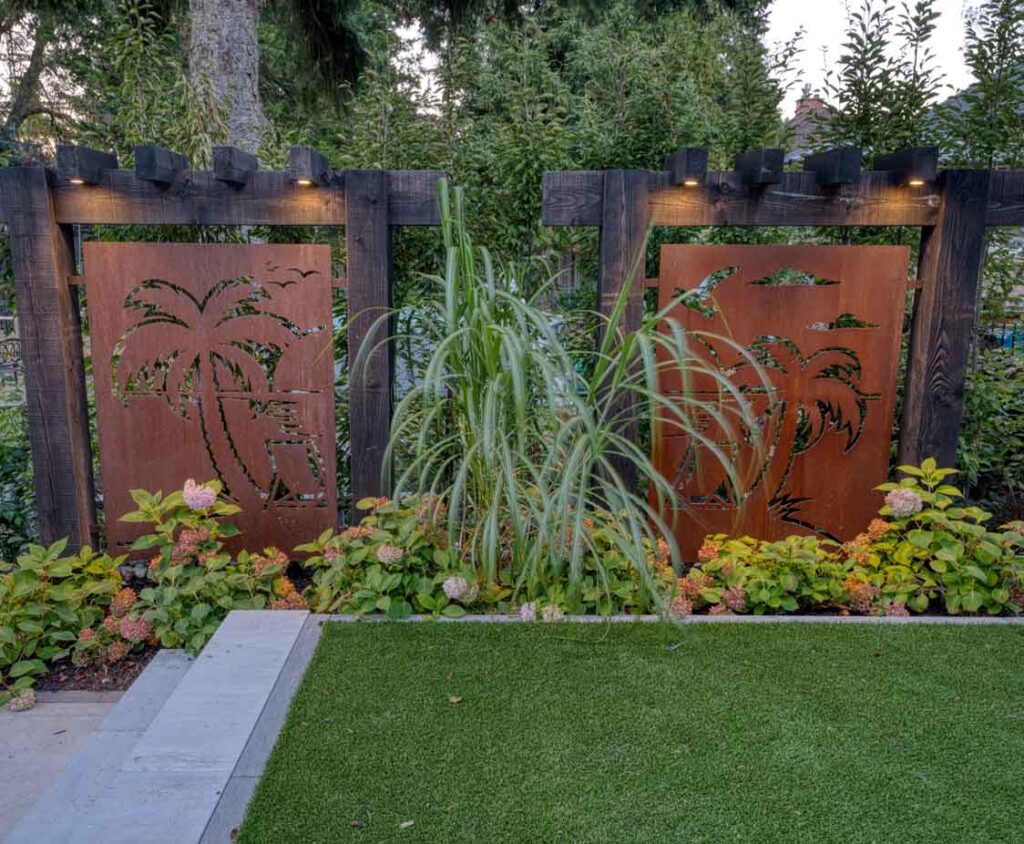 natural landscape integration into sloped backyards with a pool